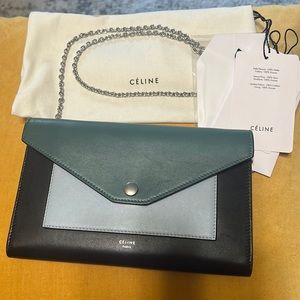 Celine Envelope Wallet on Chain Leather
